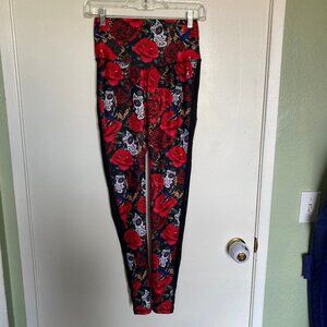 ABS2B Roses and masks themed leggings with side mesh in size medium